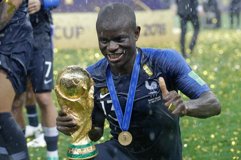 Kante celebrating France 2018 World Cup championship